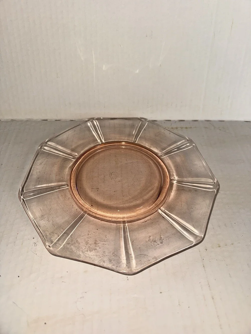 Vintage Pink Depression Glass Octagon 8” Luncheon Salad Plate Art Deco